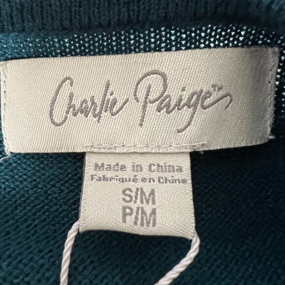 Charlie Paige Womens Tunic Sweater Teal Green Knit Long Sleeve size Small Medium - Picture 9 of 13